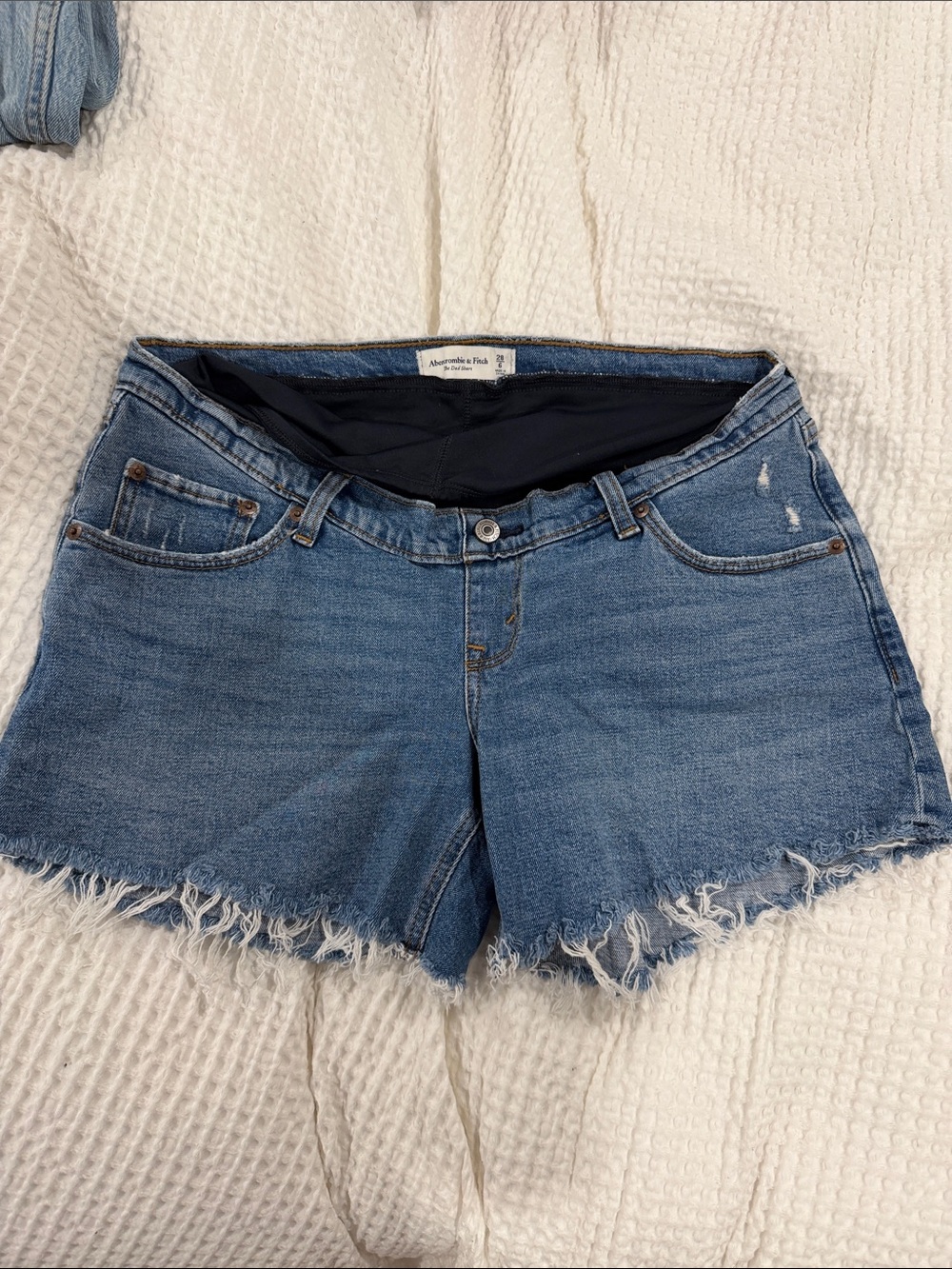 Maternity Abercrombie & Fitch Blue Denim Frayed Hem Women's Shorts